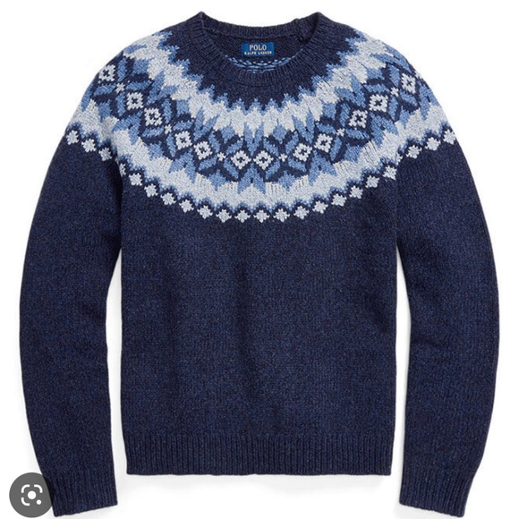 NWT COLLECTORS Polo Ralph Lauren Navy Wool Yoke Sweater- Cortina- - Picture 1 of 8
